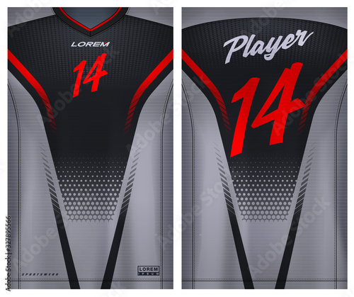 Fabric textile for Sport t-shirt ,Soccer jersey mockup for football club. uniform front and back view.