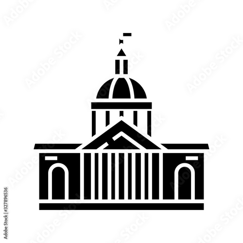 Parlament building black icon, concept illustration, vector flat symbol, glyph sign.