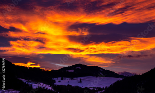 sunset in the mountains