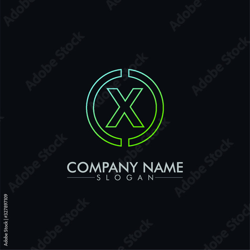 company logo vector of the letter X with line on dark background