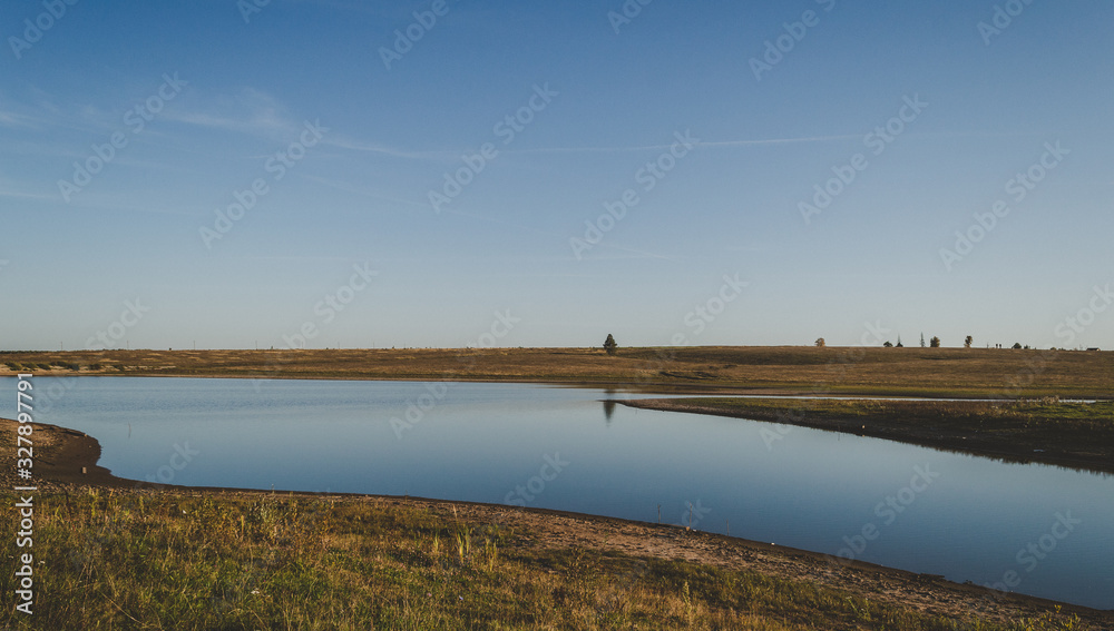 Beautiful landscape of a lake in the steppe Beautiful landscape of a lake in the steppe