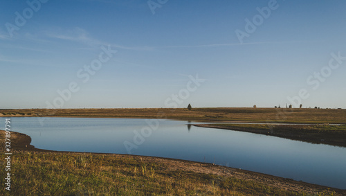Beautiful landscape of a lake in the steppe