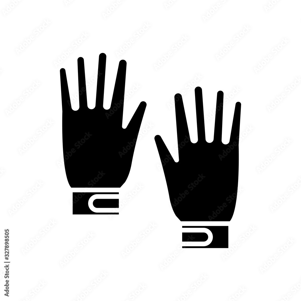 Master gloves black icon, concept illustration, vector flat symbol, glyph sign. Master gloves black icon, concept illustration, vector flat symbol, glyph sign.