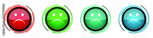Cry round glossy vector icons, set of buttons for webdesign, internet and mobile phone applications in four colors options isolated on white background