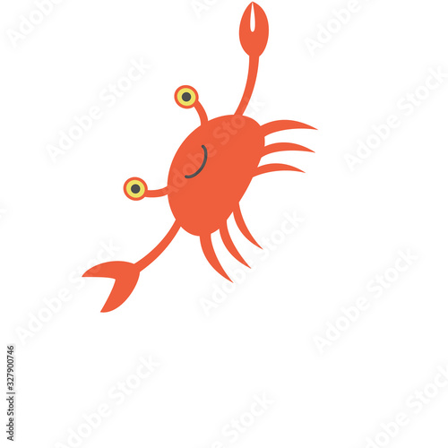 Crab hangs on one claw. Vector illustration