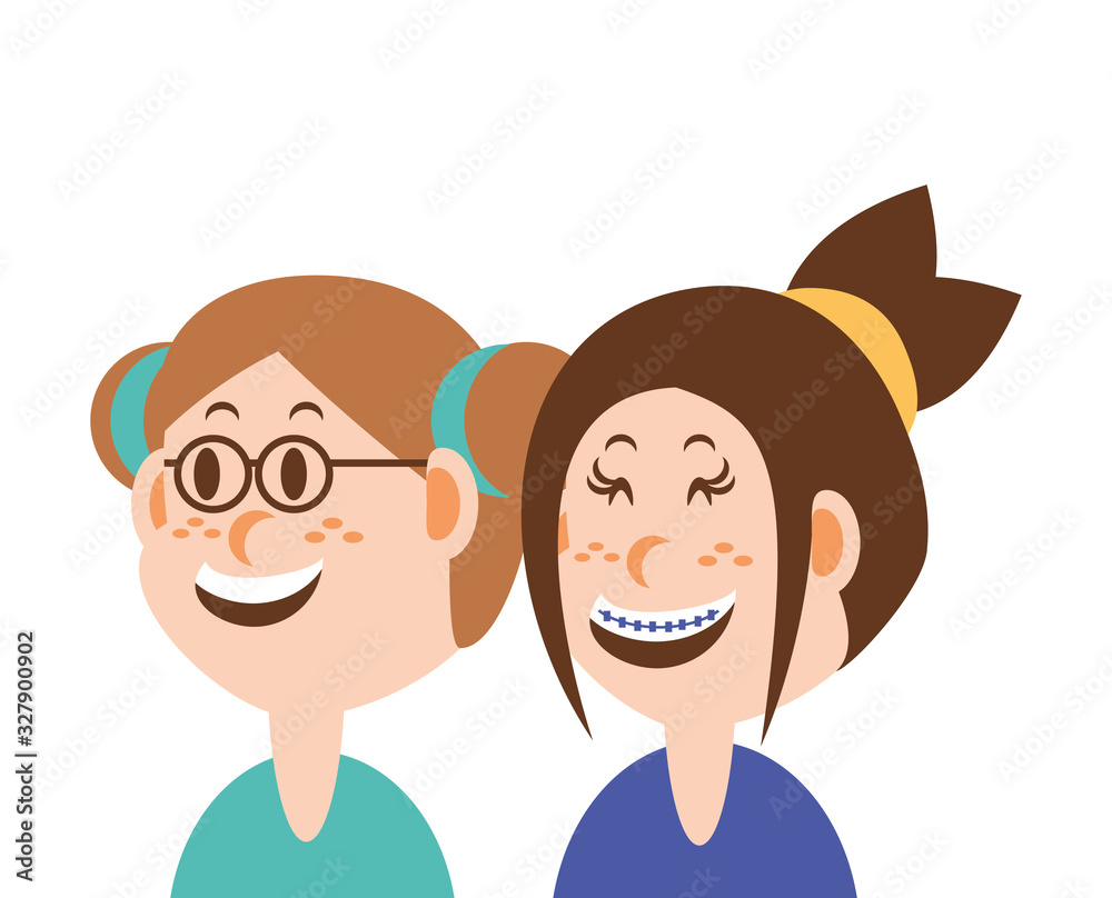 cute girls smiling on white background cute girls smiling on white background