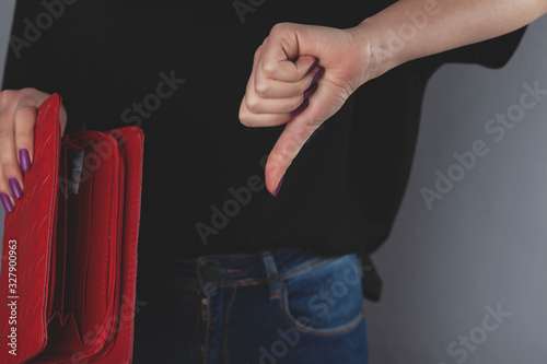 woman hand empty wallet