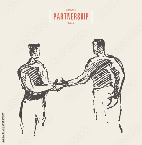 Sketch success business meeting handshake a vector