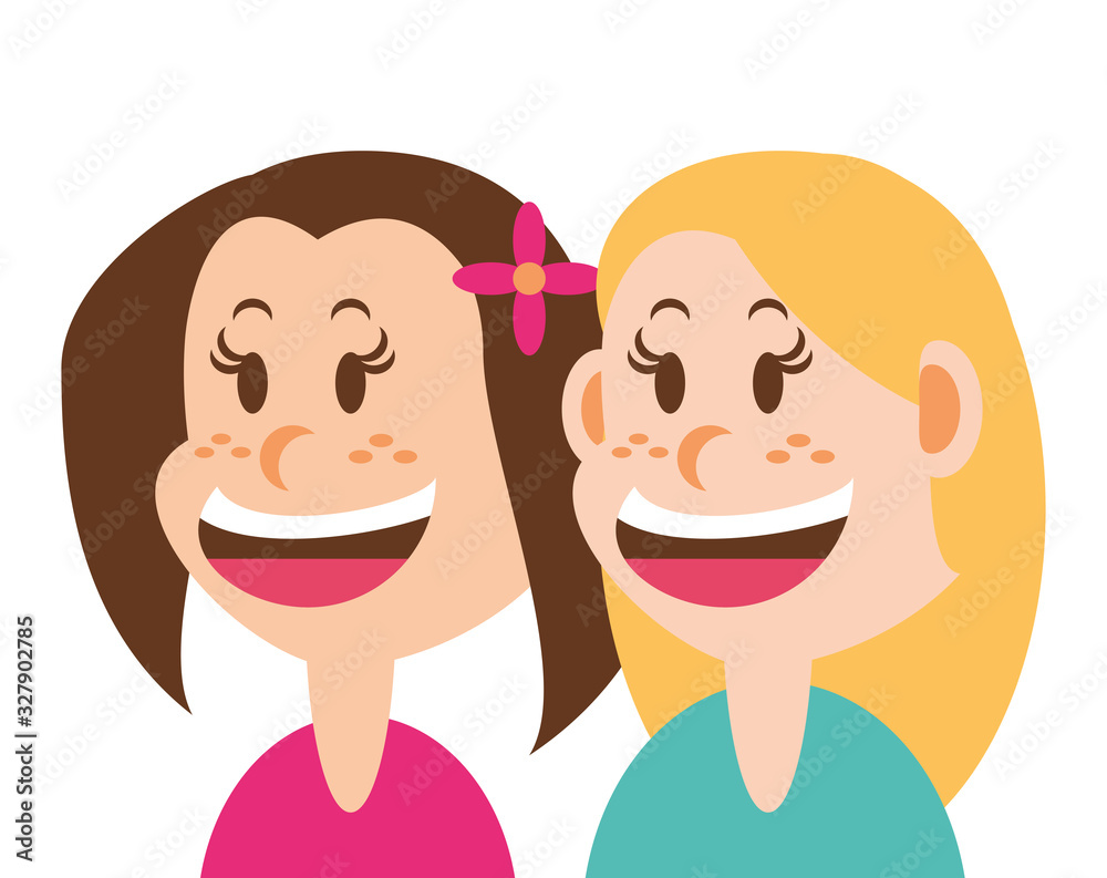 cute girls smiling on white background cute girls smiling on white background