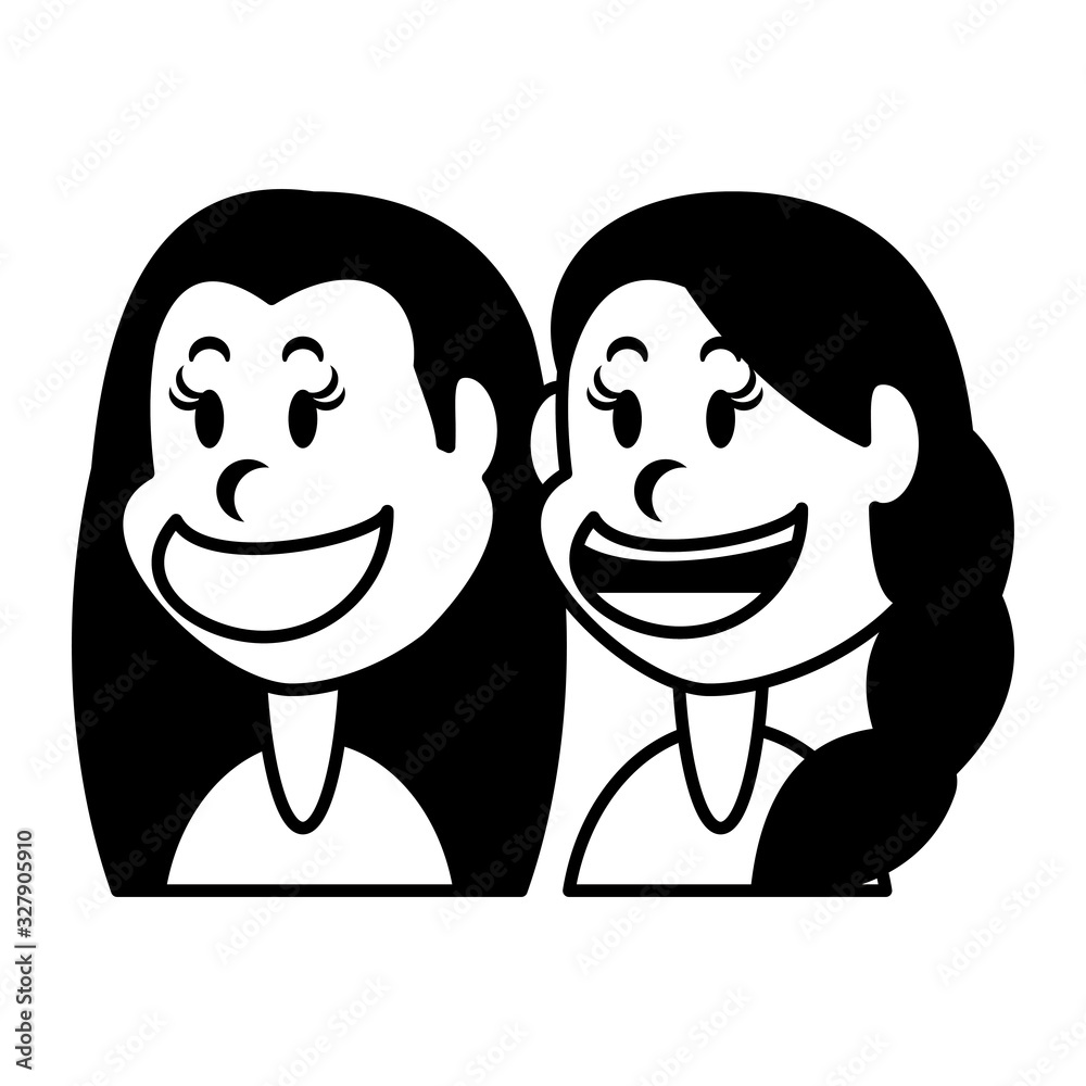 cute girls smiling on white background