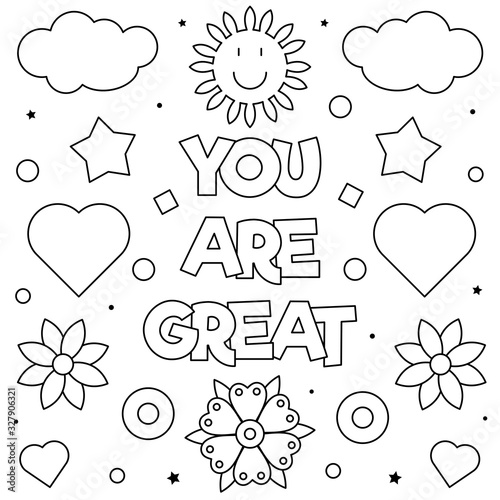 You are great. Coloring page. Vector illustration.