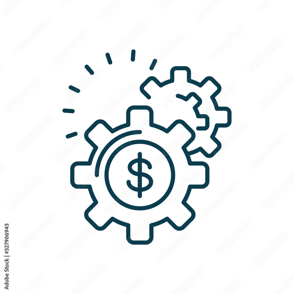 gear wheels with money symbol, line color style gear wheels with money symbol, line color style