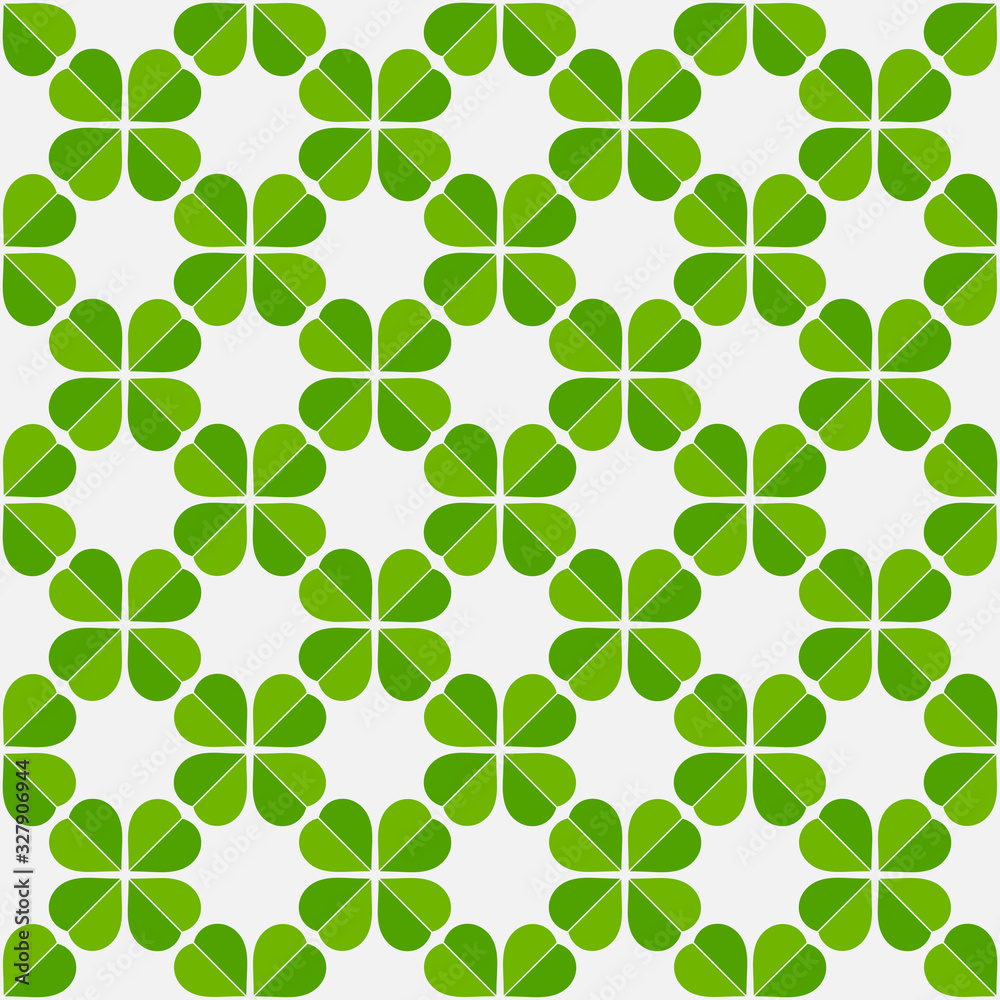 Shamrock clover leaves lucky green seamless pattern.