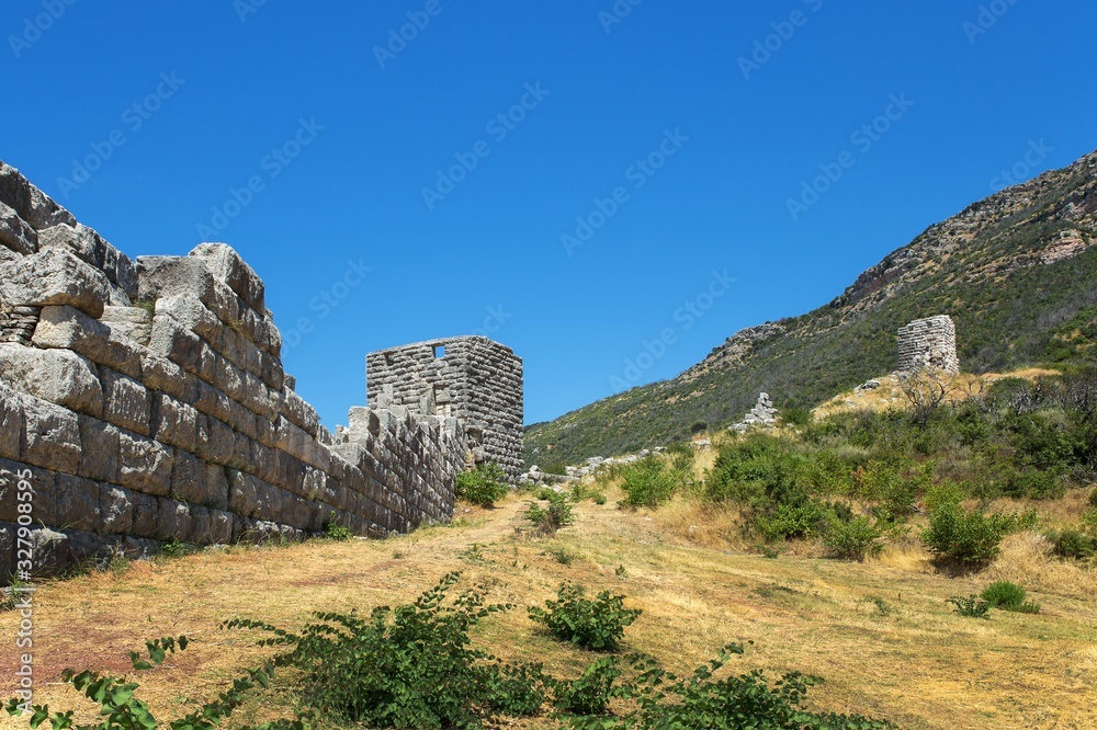 Ancient Messene wall ruins, Peloponnese, Greece