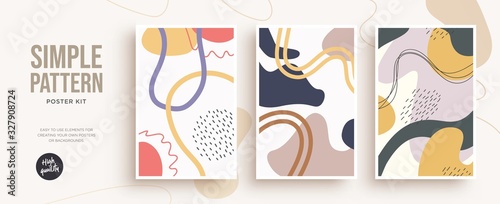 Set of trendy fashion cover templates. Hand Drawn textures. Design for poster, card, invitation, placard, brochure, flyer. Vector