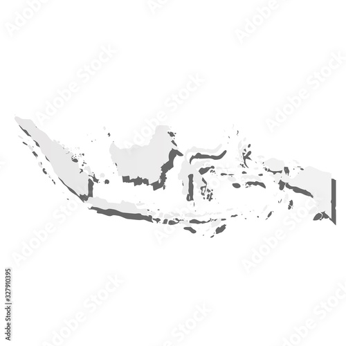 Indonesia - grey 3d-like silhouette map of country area with dropped shadow. Simple flat vector illustration