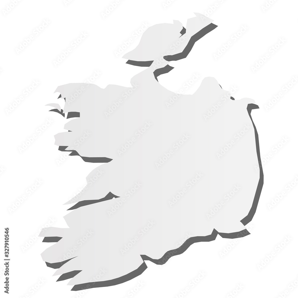 Ireland - grey 3d-like silhouette map of country area with dropped shadow. Simple flat vector illustration Ireland - grey 3d-like silhouette map of country area with dropped shadow. Simple flat vector illustration