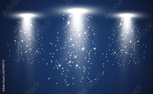 White scene on with spotlights. Vector illustration.