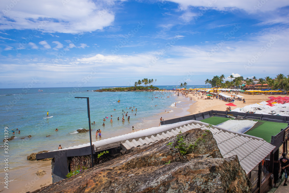 Salvador, Bahia – February 09 2020: .View to first and second beach in Morro de Sao Paulo.