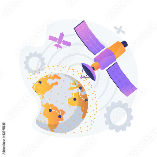 Gps coverage area. Earth observation. Space communications idea, orbiting satellite navigation, modern technologies. Outer space, cosmos, universe. Vector isolated concept metaphor illustration