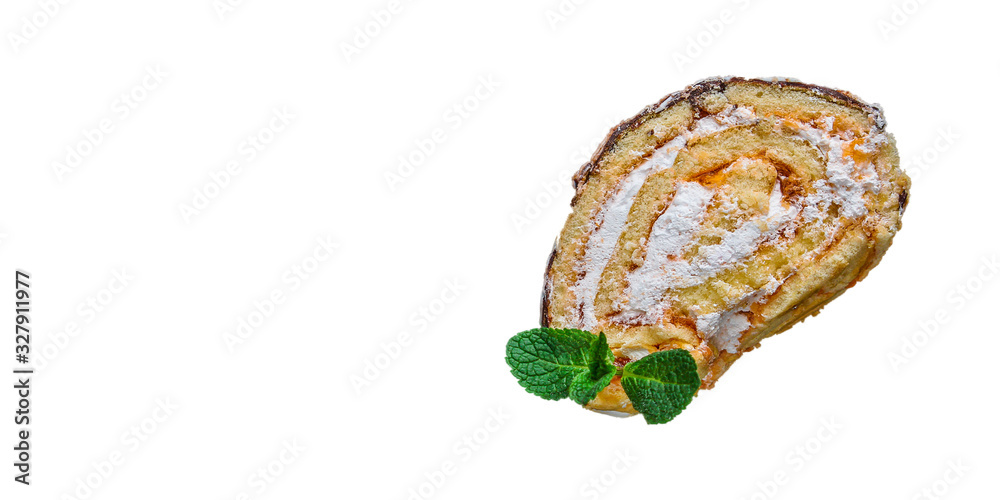 biscuit cake roll (delicious sweet honey dessert) menu concept. background. top view. copy space biscuit cake roll (delicious sweet honey dessert) menu concept. background. top view. copy space