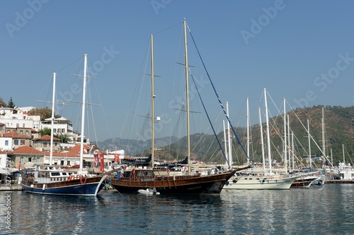 Sea vessels at the pier in the Turkish city of Marmaris