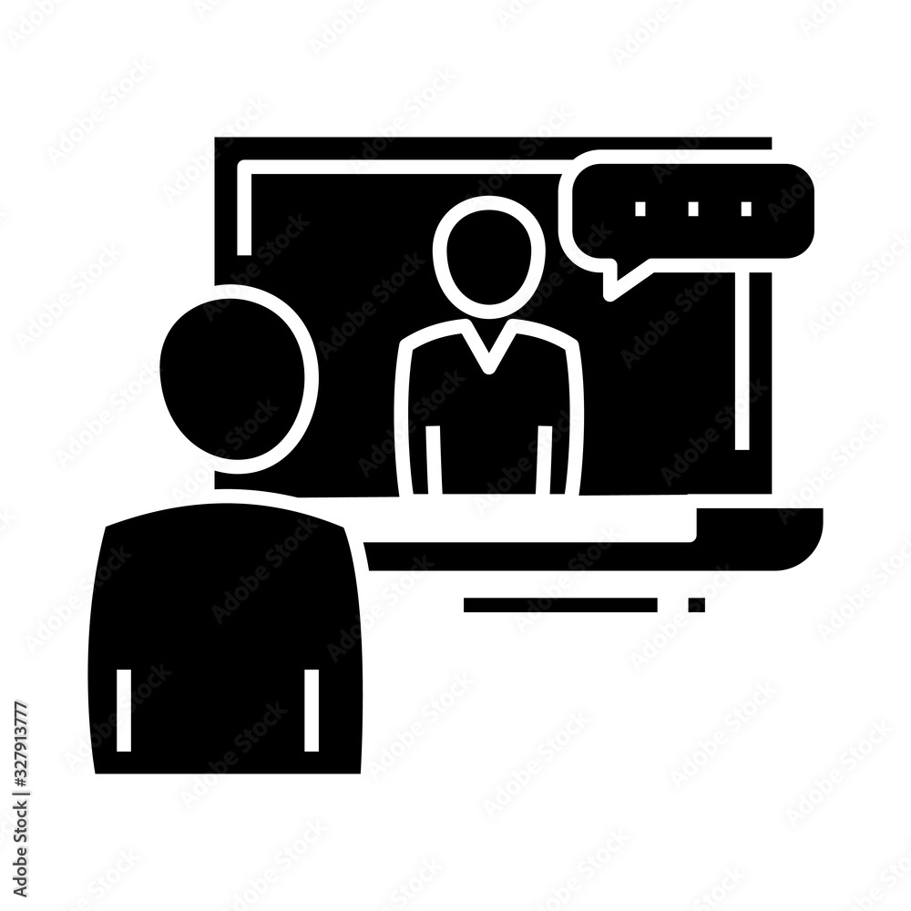 Online support black icon, concept illustration, vector flat symbol, glyph sign. Online support black icon, concept illustration, vector flat symbol, glyph sign.