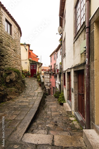 Narrow Street of the Historical Old Town of Porto City in Portugal