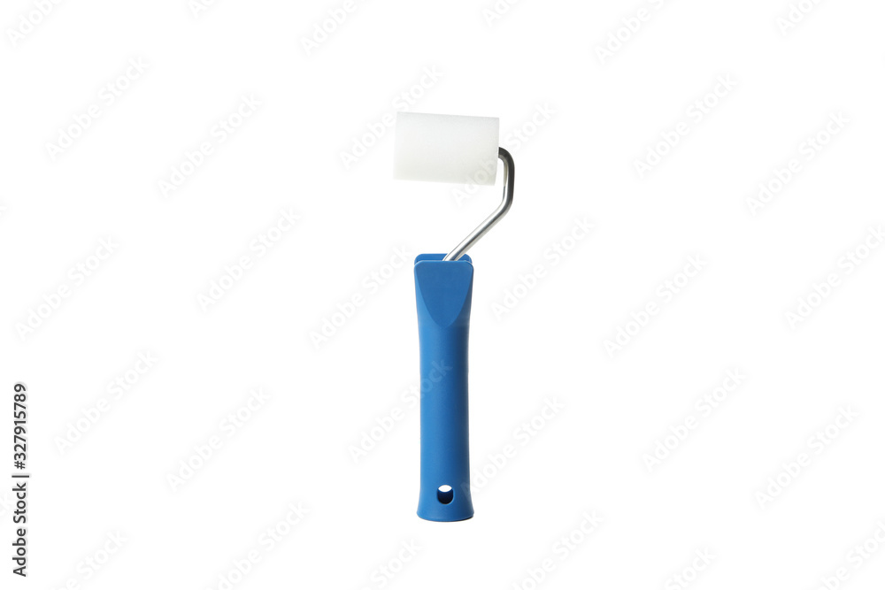 Paint roller with blue handle isolated on white background Paint roller with blue handle isolated on white background