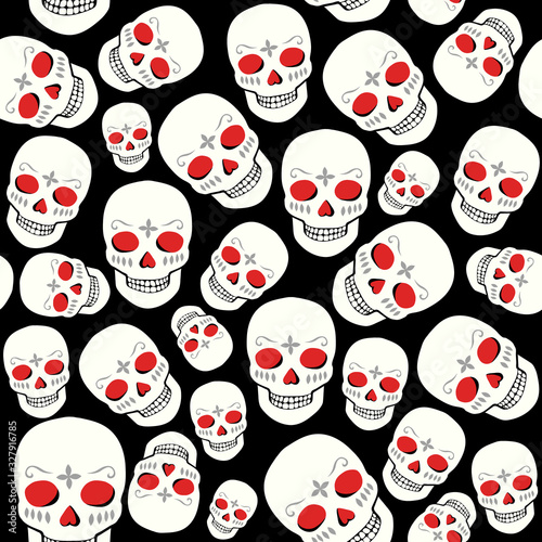 Vector seamless pattern with skulls