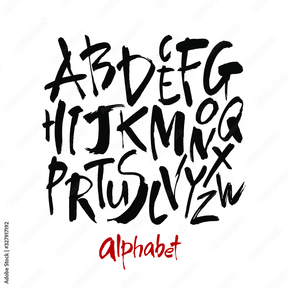 Vector Acrylic Brush Style Hand Drawn Alphabet Font. Calligraphy alphabet on a white background. Ink hand lettering. Vector Acrylic Brush Style Hand Drawn Alphabet Font. Calligraphy alphabet on a white background. Ink hand lettering.