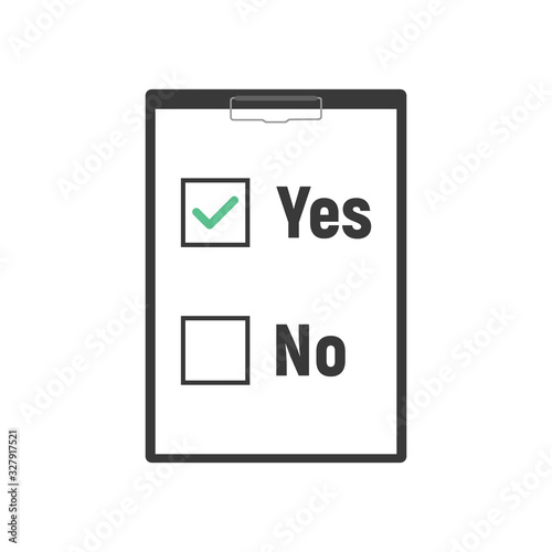 Yes no , concept of motivation, voting, test, positive answer, poll, selection, choice modern vector illustration design on white tablet © liubomir118809