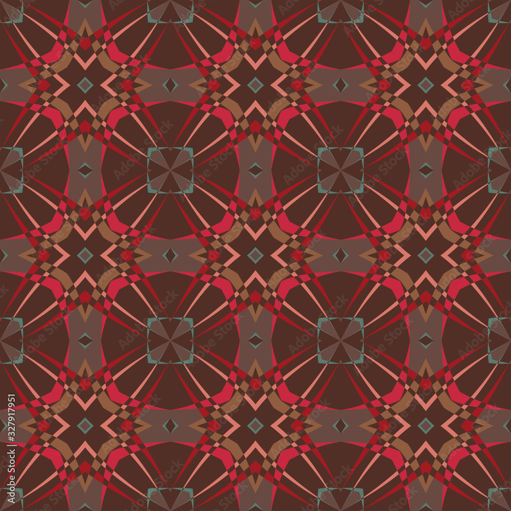 Creative color abstract geometric pattern in red, vector seamless, can be used for printing onto fabric, interior, design, textile
