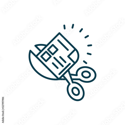 scissors and invoice, line style