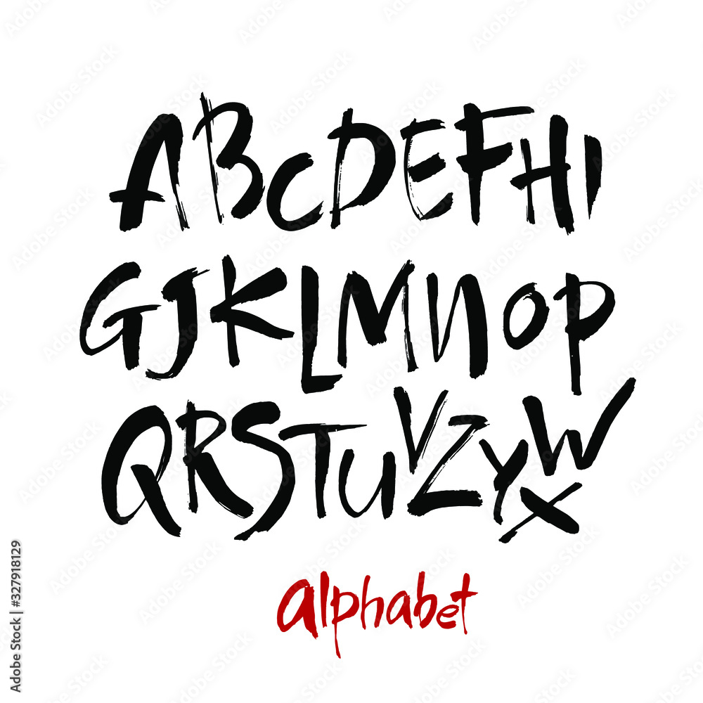 Vector Acrylic Brush Style Hand Drawn Alphabet Font. Calligraphy alphabet on a white background. Ink hand lettering. Vector Acrylic Brush Style Hand Drawn Alphabet Font. Calligraphy alphabet on a white background. Ink hand lettering.