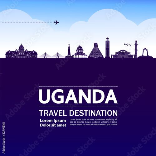Uganda travel destination grand vector illustration. 