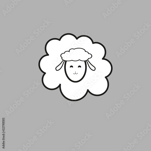 Vector sheep or ram icon, logo, template, pictogram. Modern emblem for market, internet, design, decoration. Trendy simple lamb or ewe symbol.