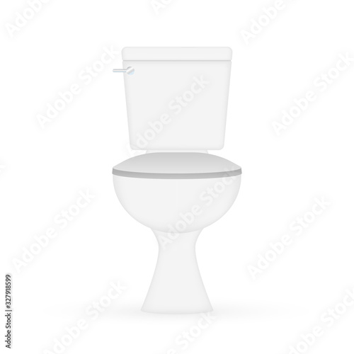 White ceramics clean toilet bowl icon. Vector stock illustration.