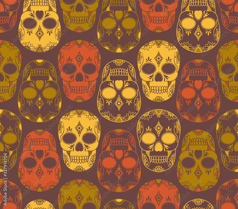 Vector seamless pattern with skulls