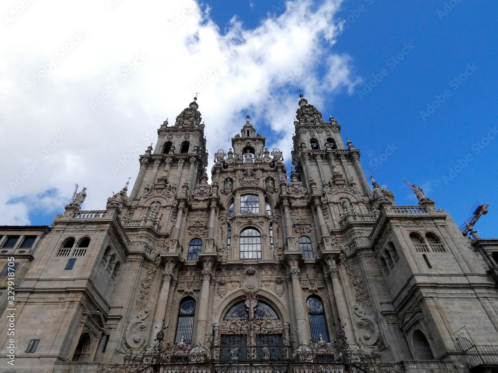 Fachada de la Catedral de Santiago de Compostela , Galicia, España