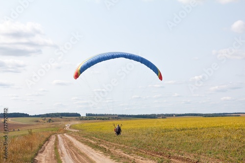 Paragliding sport summer paraglide parachute, wing blue.