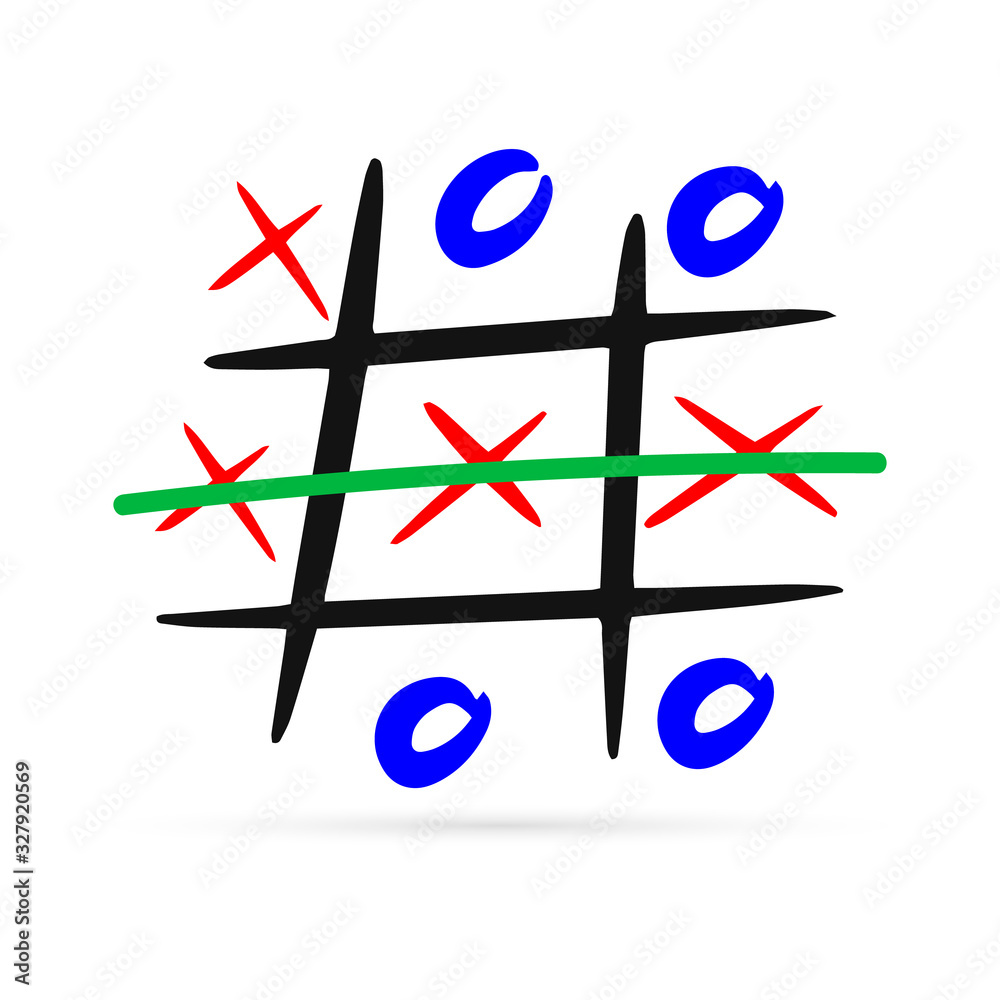 Kolko I Krzyzyk Po Angielsku Obraz Doodle gra w kółko i krzyżyk z ikoną krzyża i koła. Szkic strony