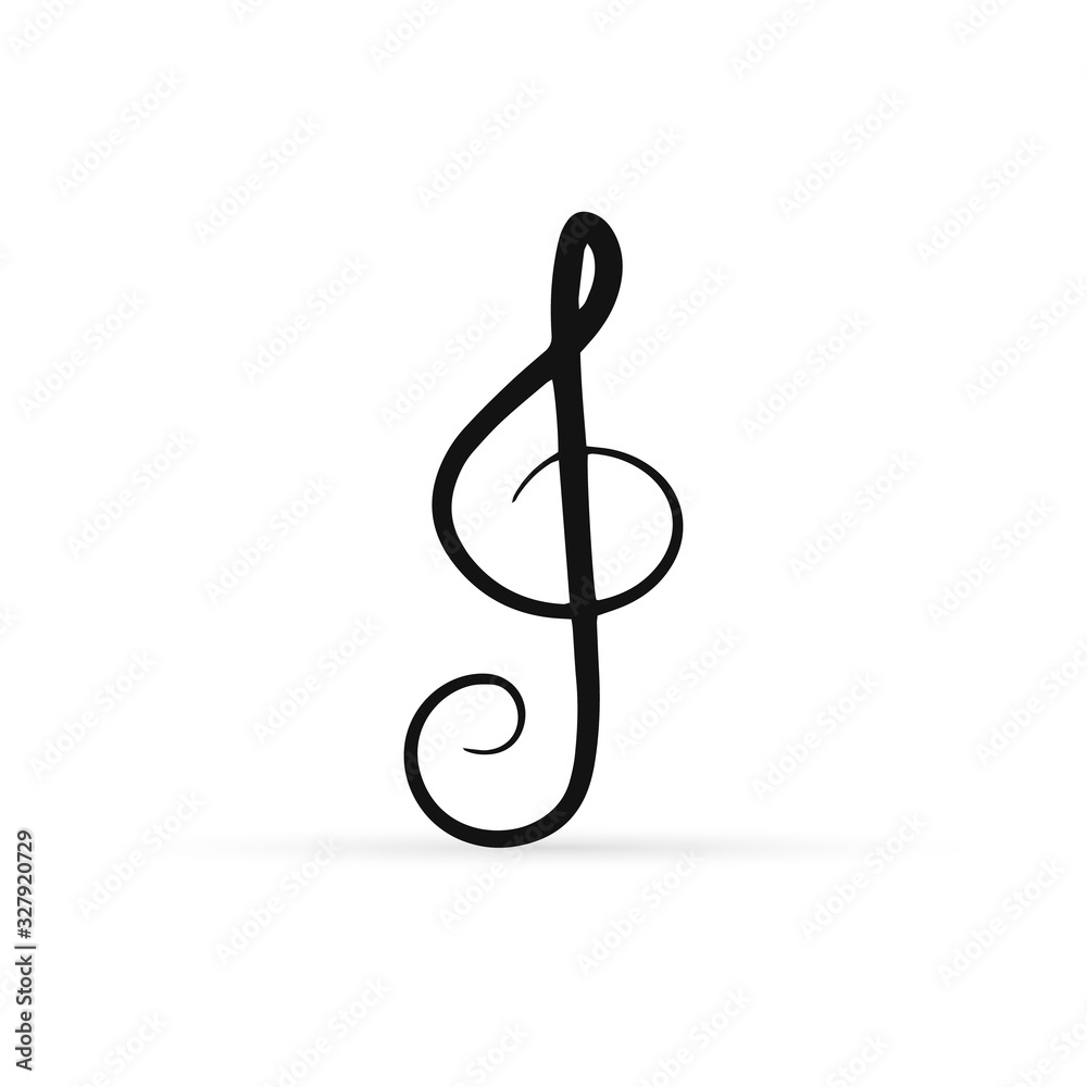 Outline treble clef icon isolated on white. Music doodle, sketch. Vector stock illustration Outline treble clef icon isolated on white. Music doodle, sketch. Vector stock illustration