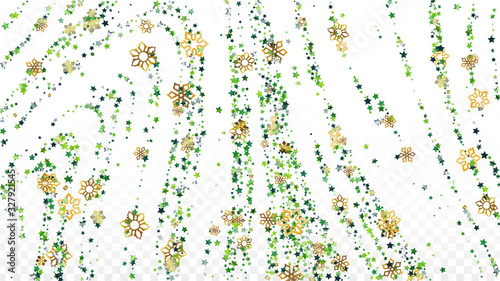 Christmas  Vector Background with Falling Glitter Snowflakes and Stars. Isolated on Transparent. Realistic Snow Twinkly Pattern. Glitter Overlay Print. Winter Party. Design for Banner, Poster.