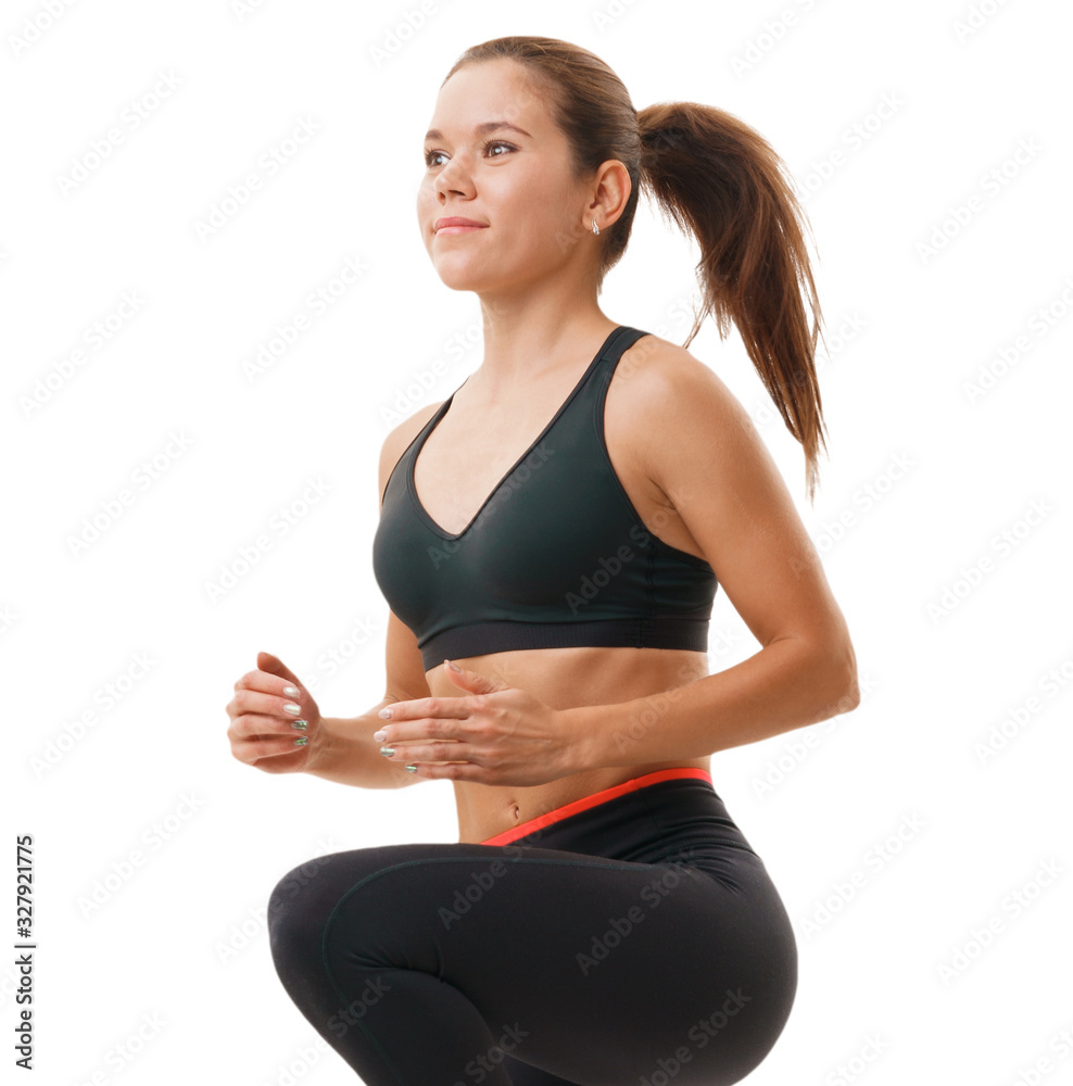 Fit woman in sportswear at step-aerobics class Fit woman in sportswear at step-aerobics class