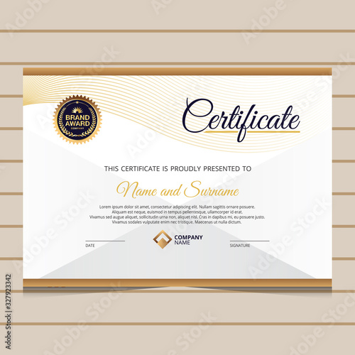 elegant blue and gold diploma certificate template. Use for print, certificate, diploma, graduation
