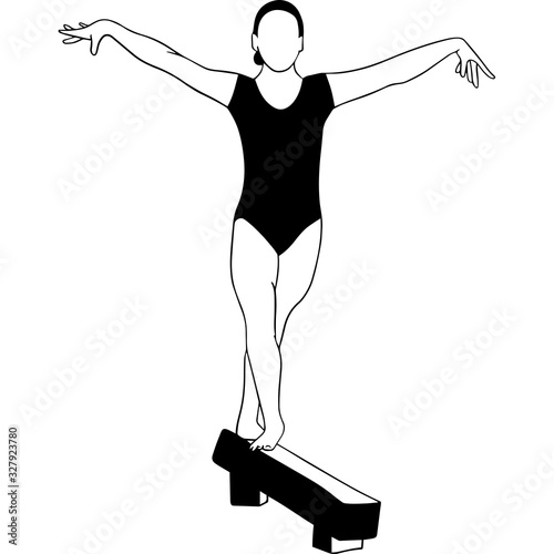 Hand drawn Female Gymnast Vector Sketch