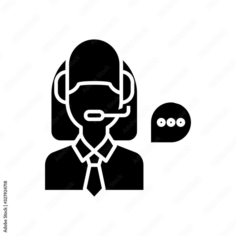 Operator black icon, concept illustration, vector flat symbol, glyph sign.