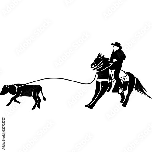 Hand drawn Rodeo Calf Roping  Vector Sketch