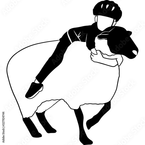 Hand drawn Rodeo Mutton Busting  Vector Sketch